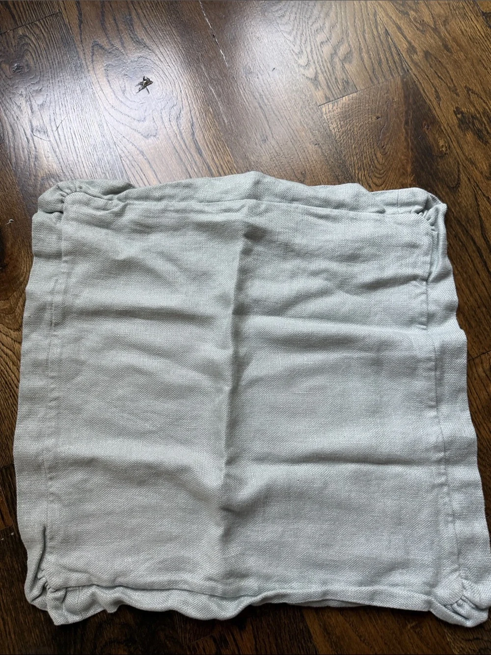 Pottery barn 18 inch linen pillow cover light bluish green